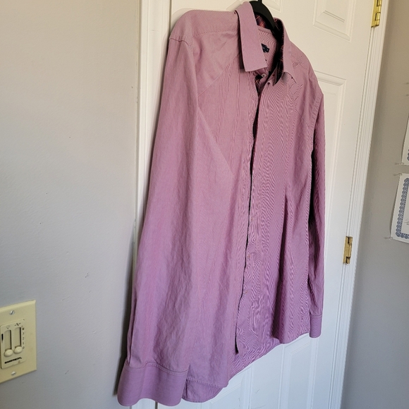 Stone Rose Black Rivet Collection Pink White Striped Button Down Flip Cuff XL - Picture 5 of 13